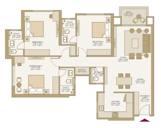 3 BHK Floor Plan